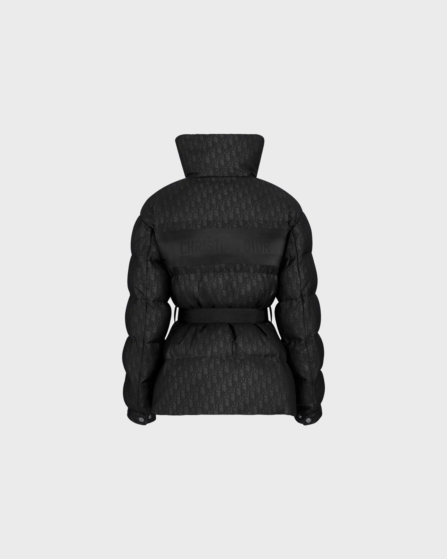 DiorAlps Belted Puffer Jacket Black Quilted Technical Taffeta Jacquard with Dior Oblique Motif