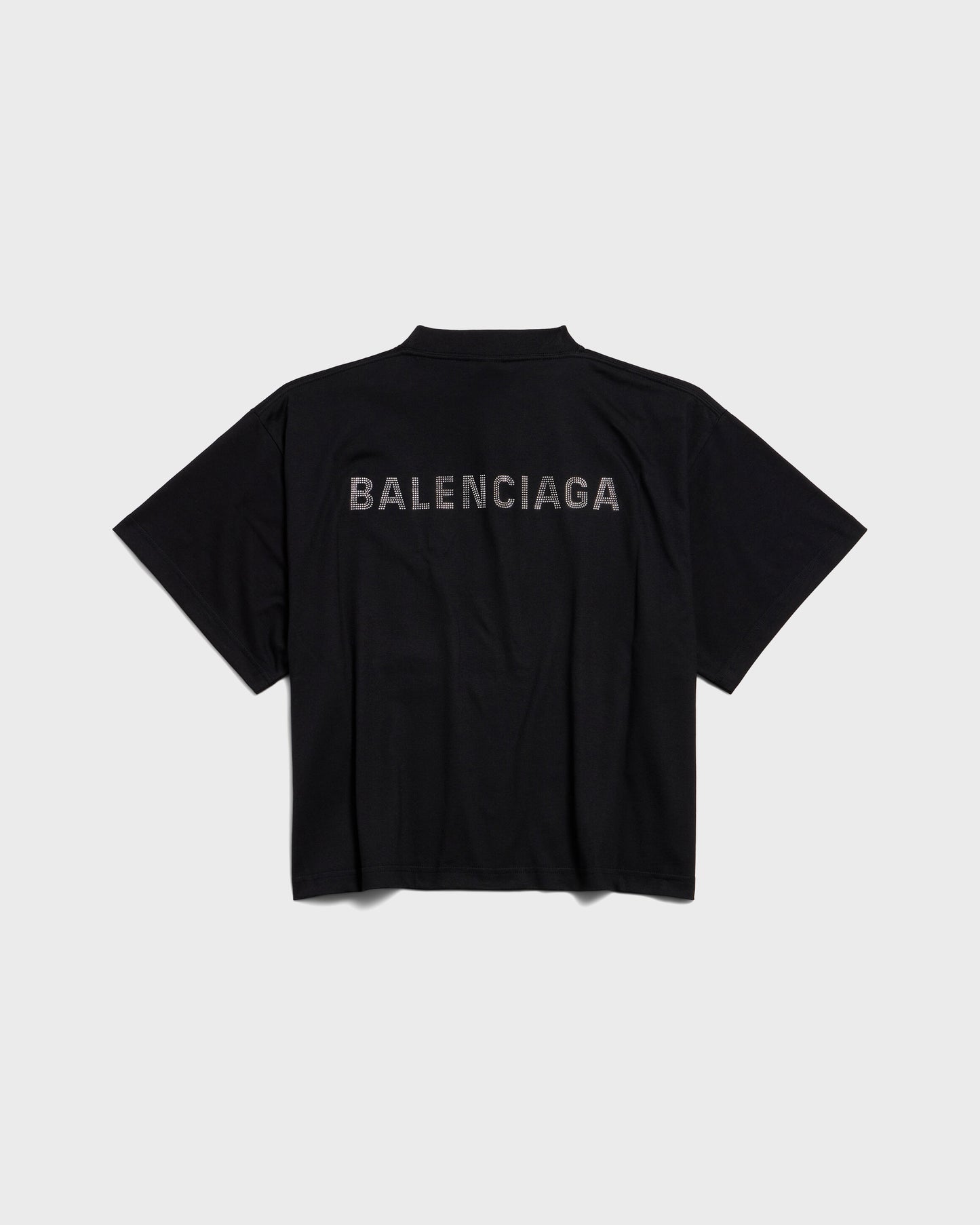Balenciaga Back Strass Cropped T-Shirt Black