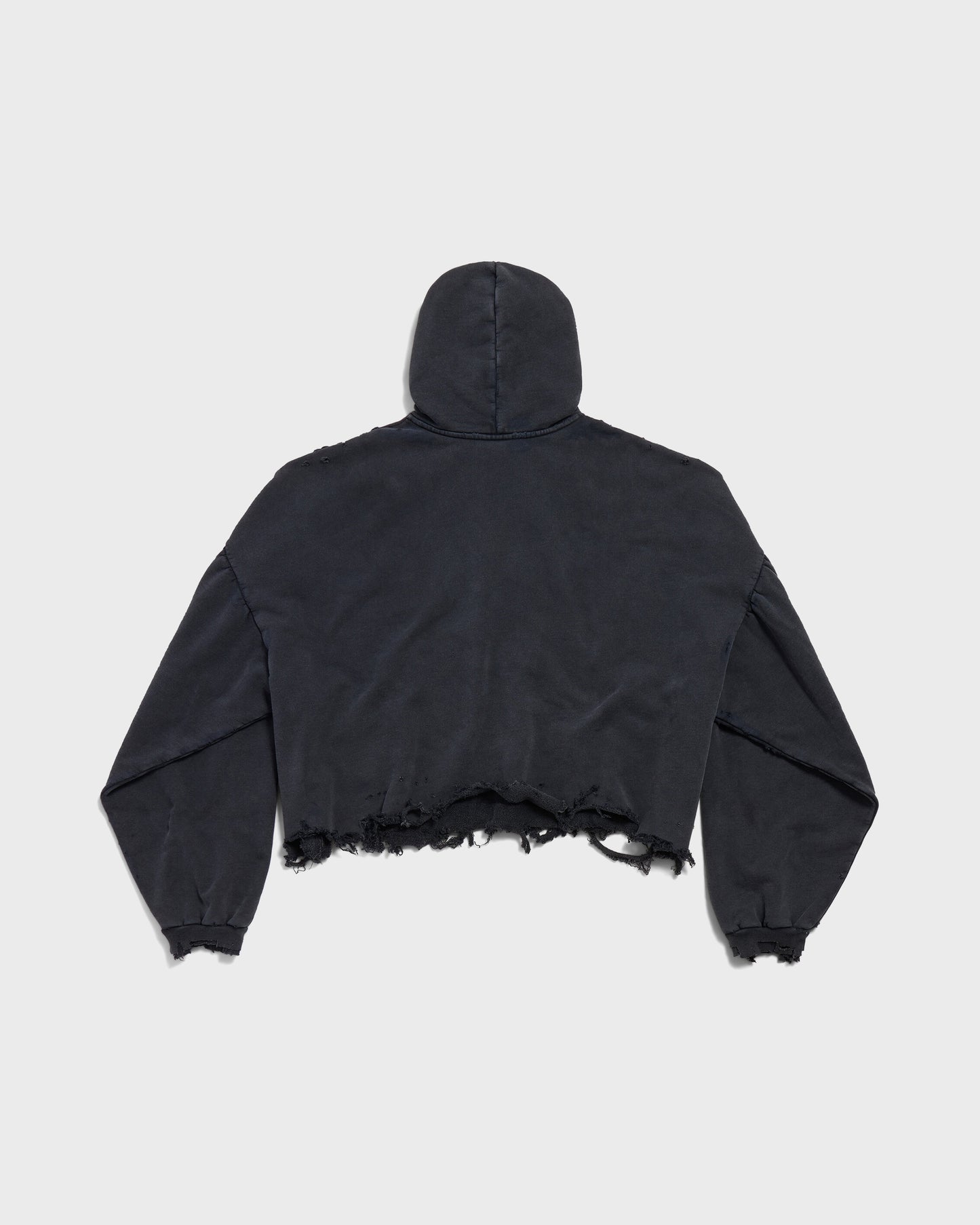 Balenciaga New Year Series 25 Cropped Hoodie Black Faded