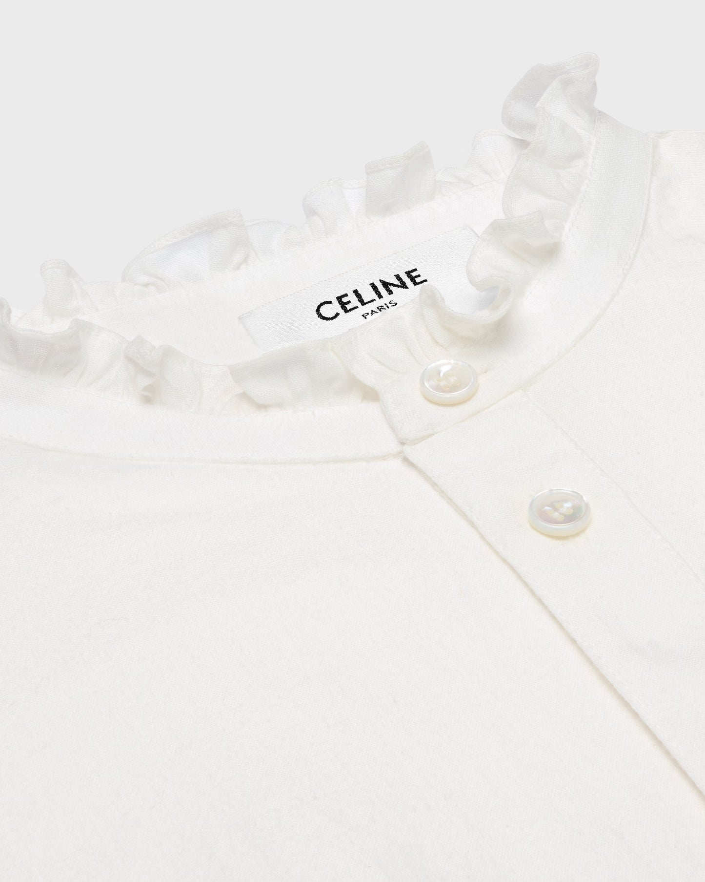 Celine Embroidered Shirt Linen Cotton Cloth Ivory