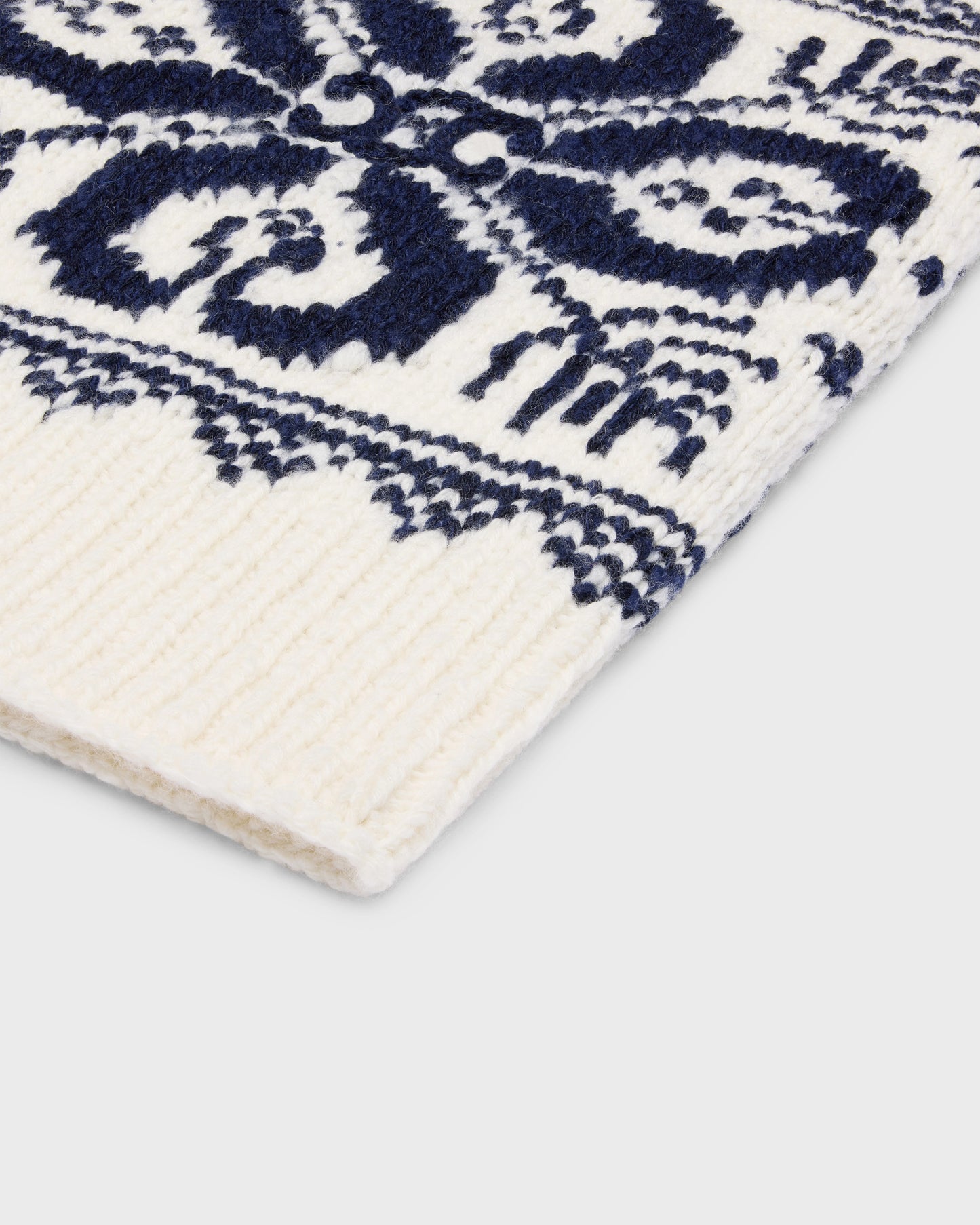 Celine Scarf In Fair Isle Wool Off White Navy