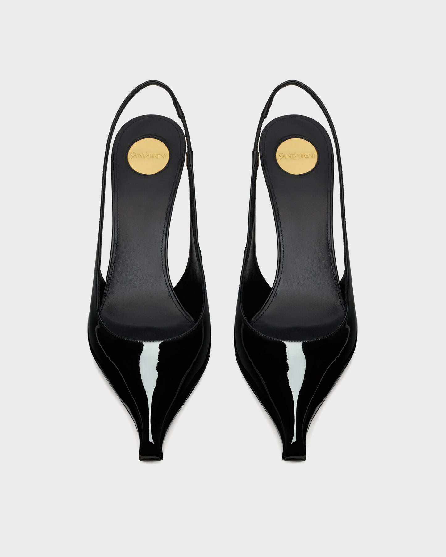 Saint Laurent Miller Wedges In Glazed Leather Black