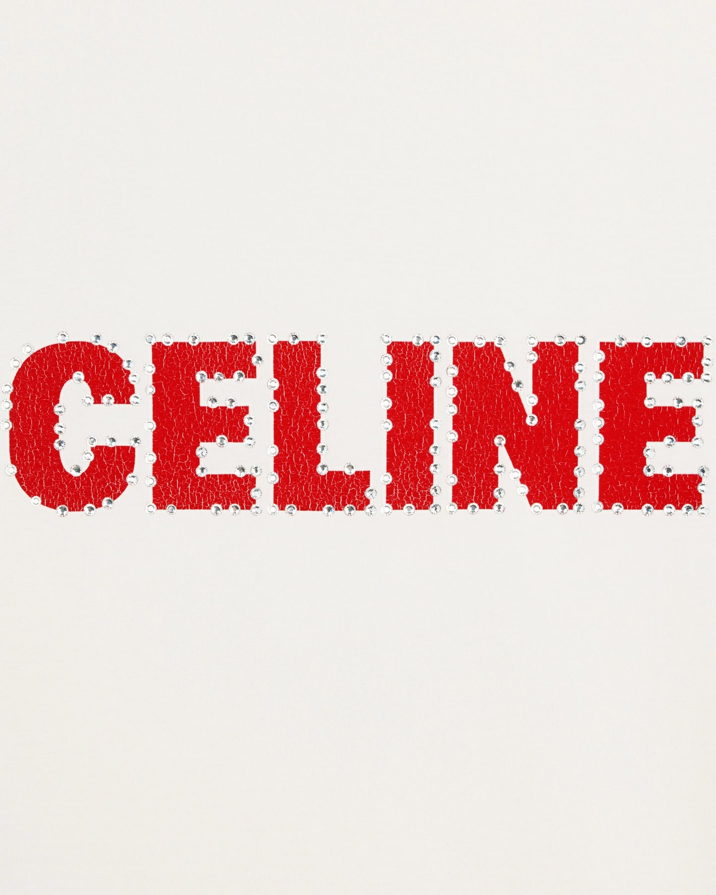 Celine Loose T-Shirt In Cotton Jersey Off White Red