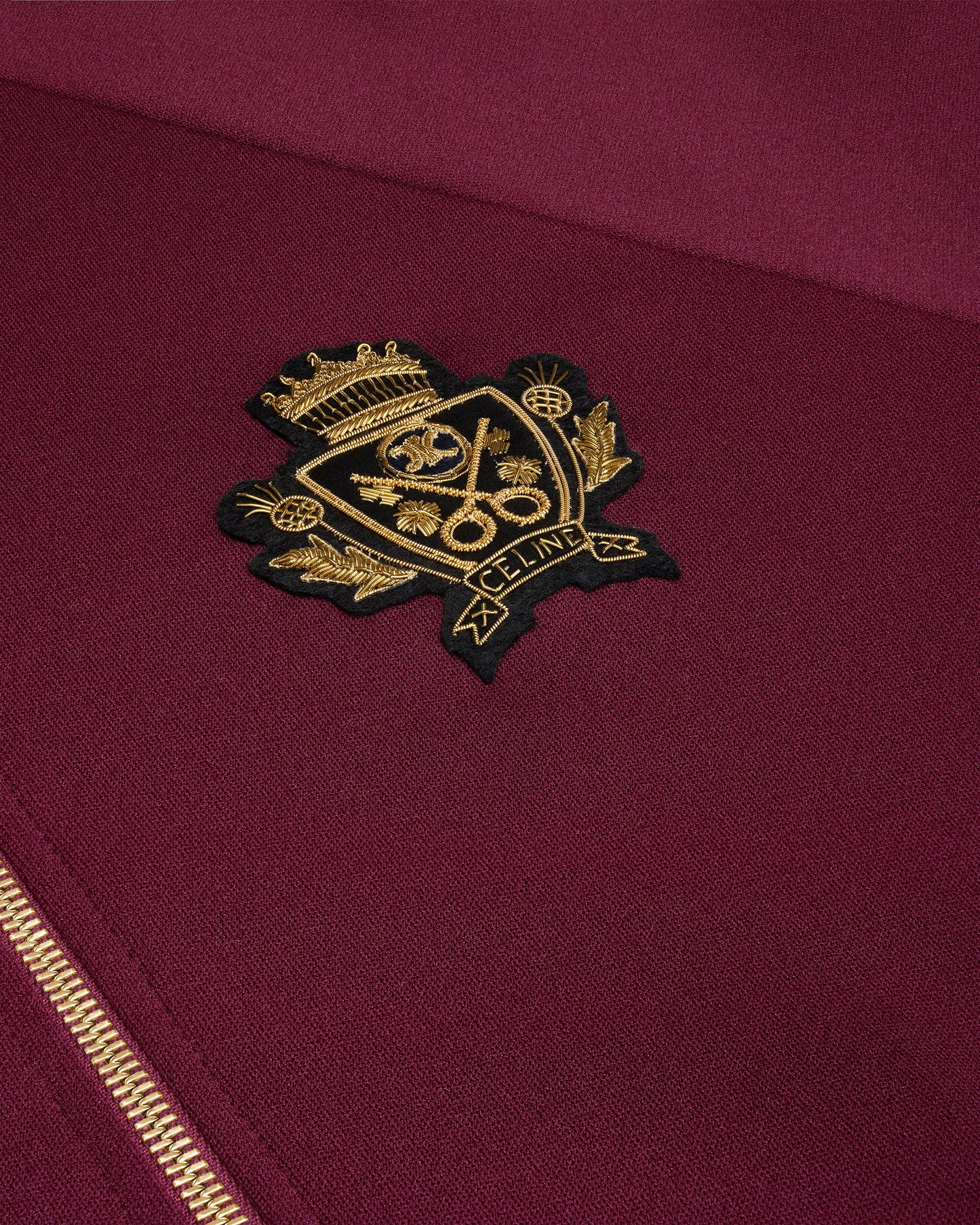 Celine Blason Tracksuit Jacket Double Face Jersey Bordeaux Cete Navy Ecru