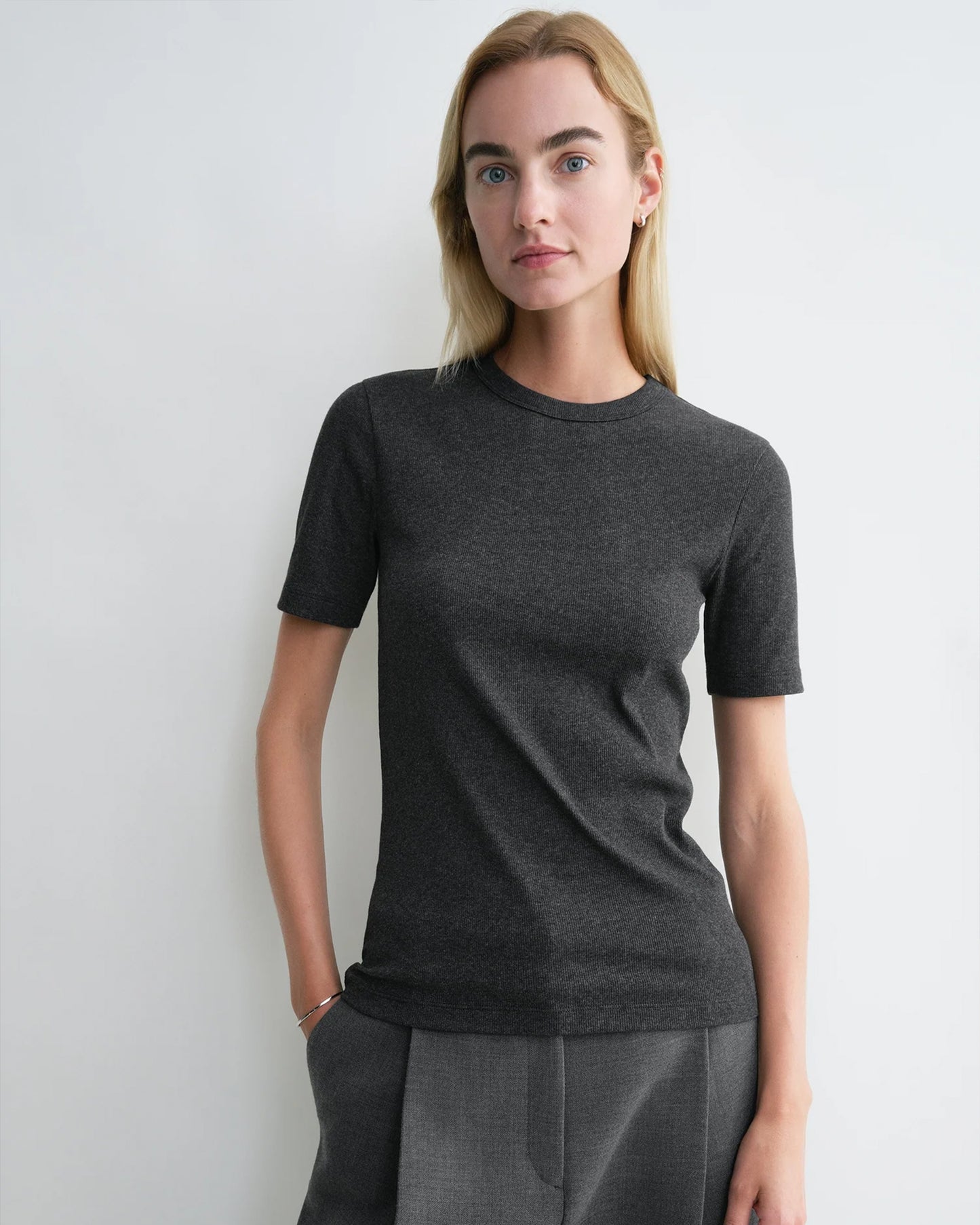 Toteme Classic Rib Tee Charcoal Melange