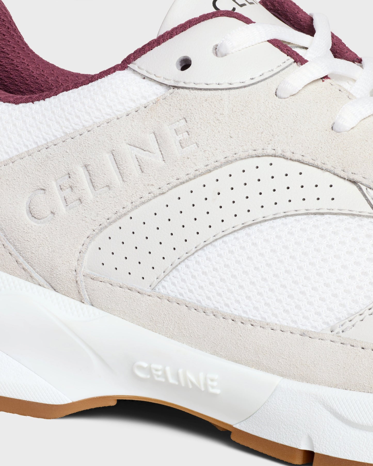 Celine Runner CR-03 Sneaker In Mesh Suede Perforated Calfskin Optic White