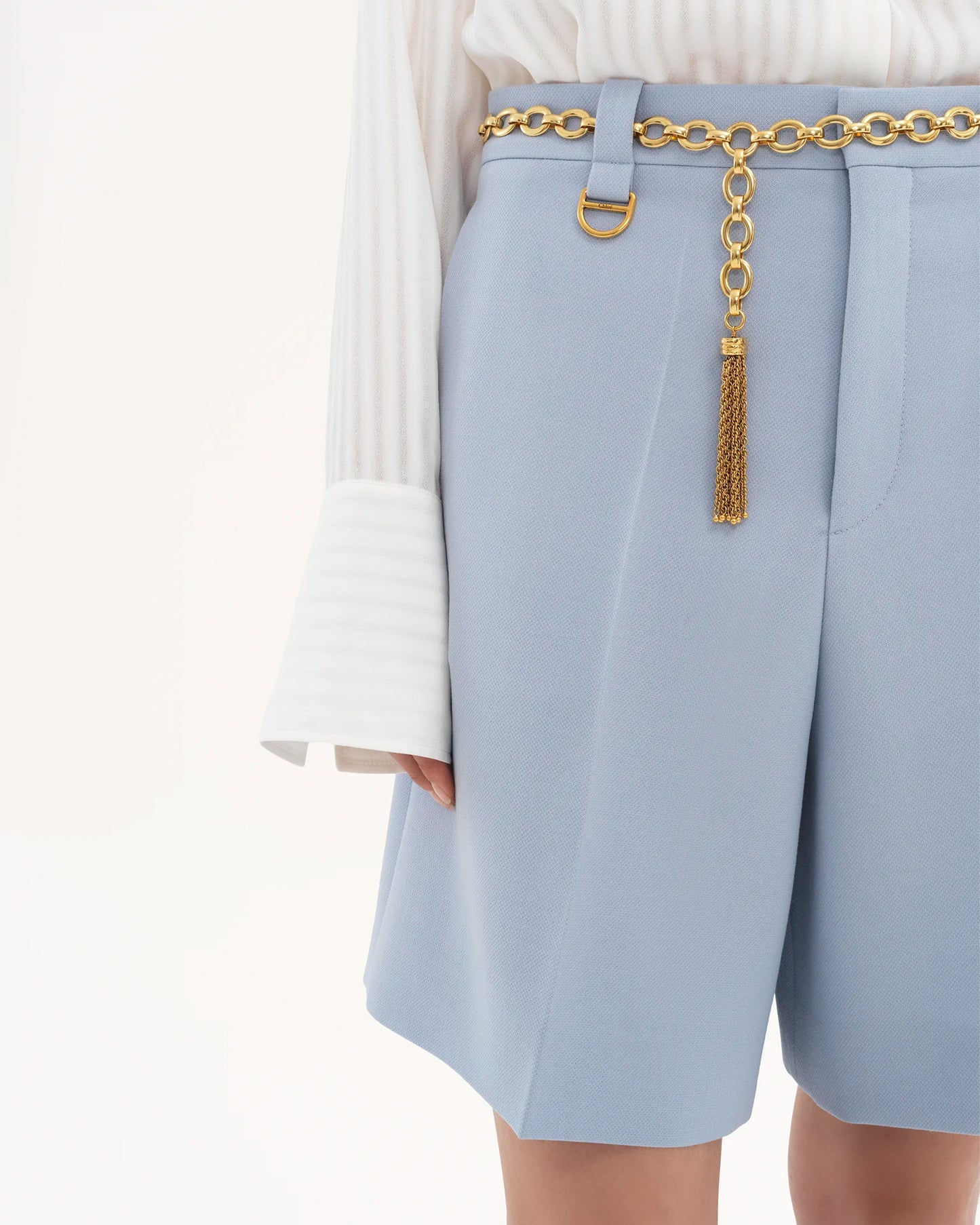 Chloé Tailored Wool Crêpe Shorts Ash Blue