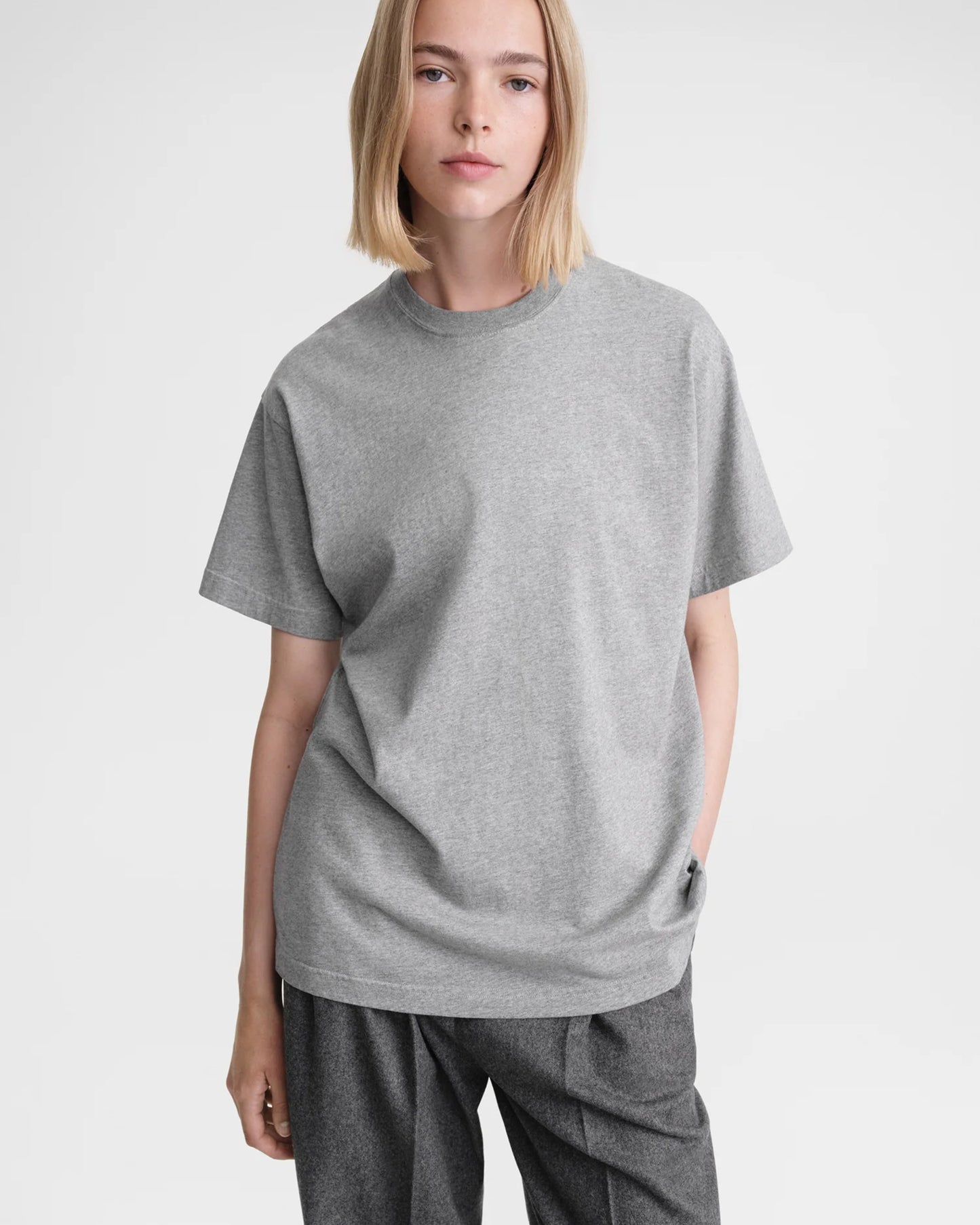 Toteme Straight Cotton Tee Light Grey Melange