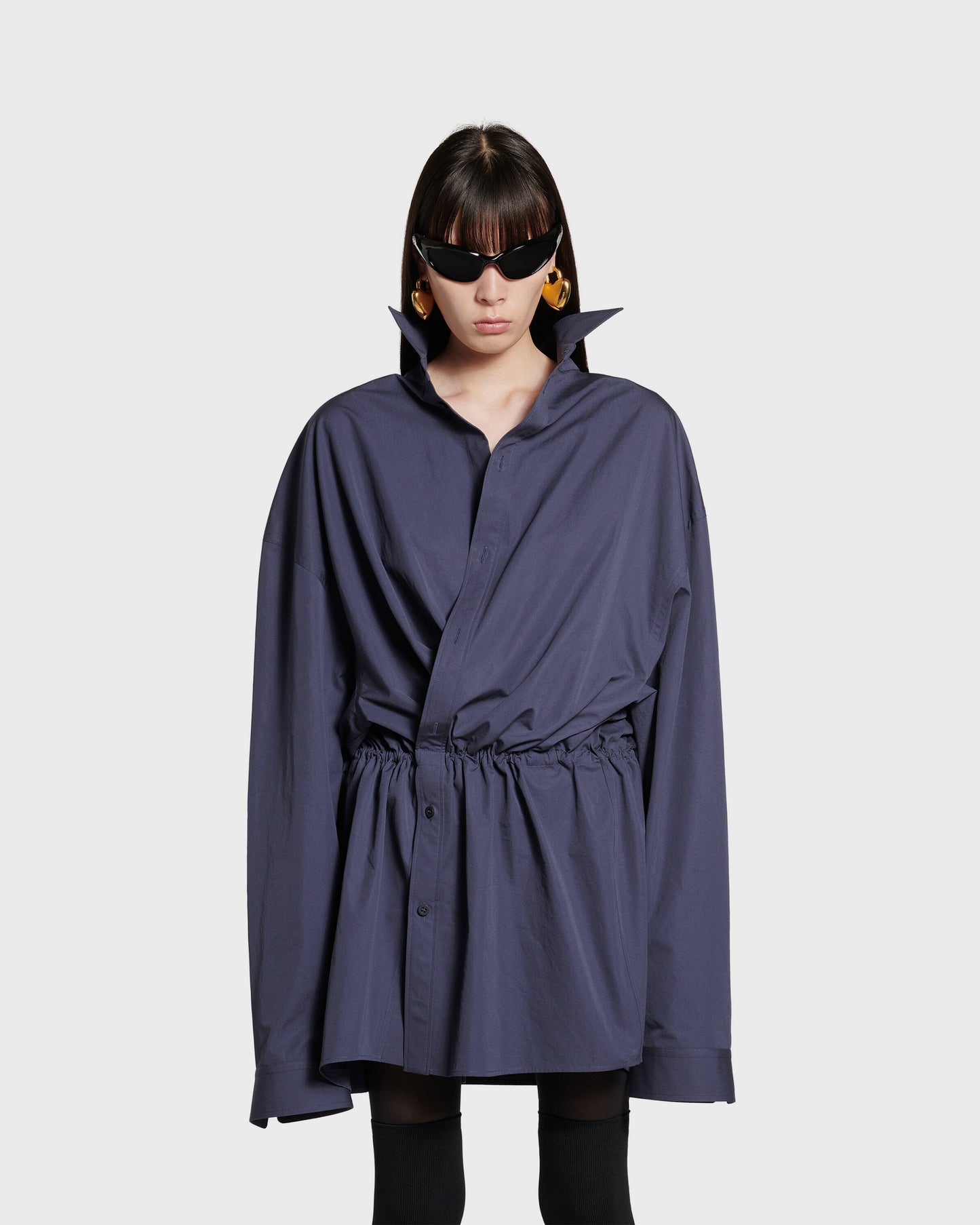 Balenciaga Shirt Mini Dress Faded Blue