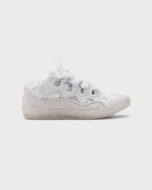 Lanvin Leather Curb Sneakers White