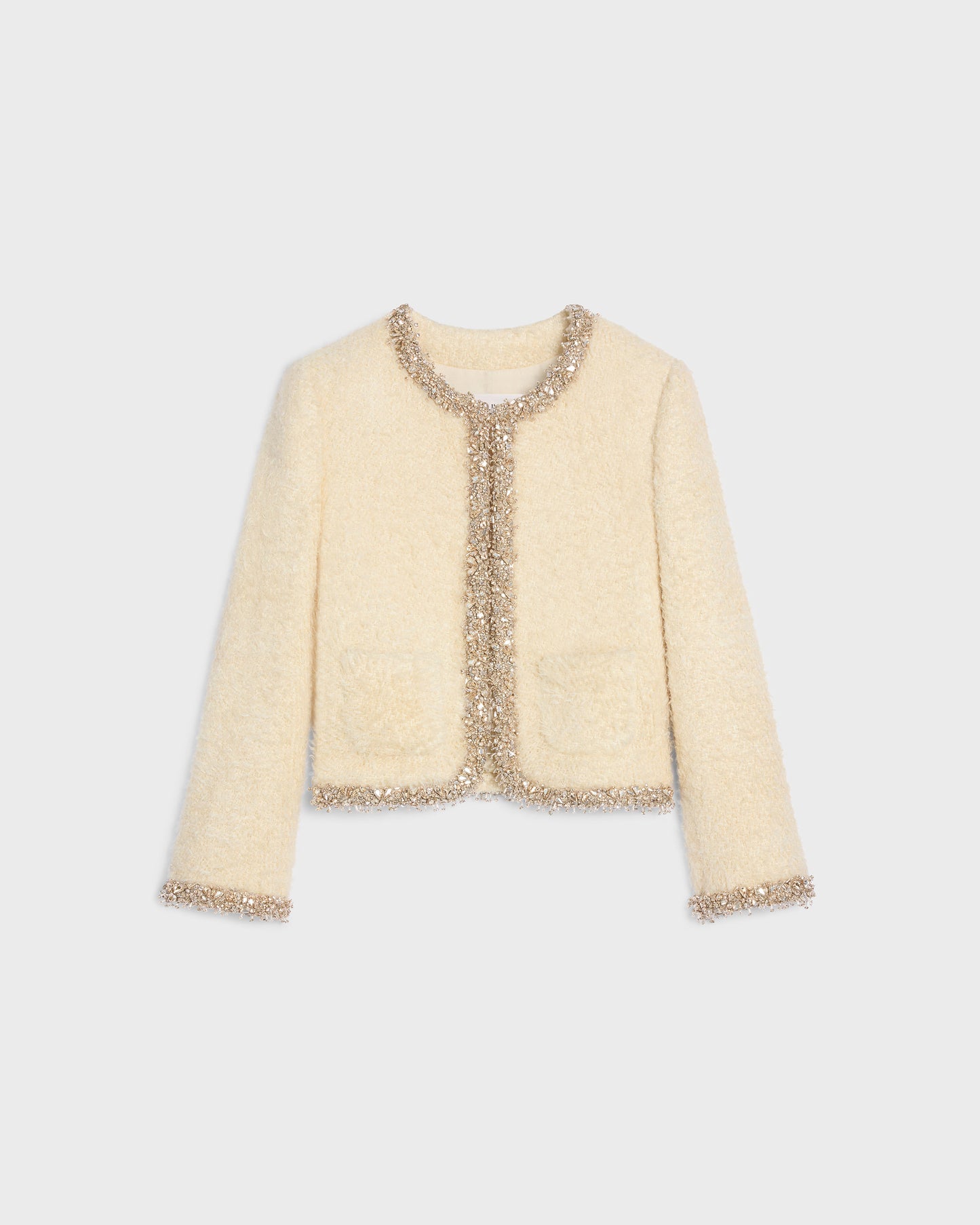 Celine Embroidered Chelsea Jacket Silk Natté Chardonnay