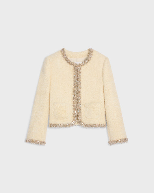 Celine Embroidered Chelsea Jacket Silk Natté Chardonnay