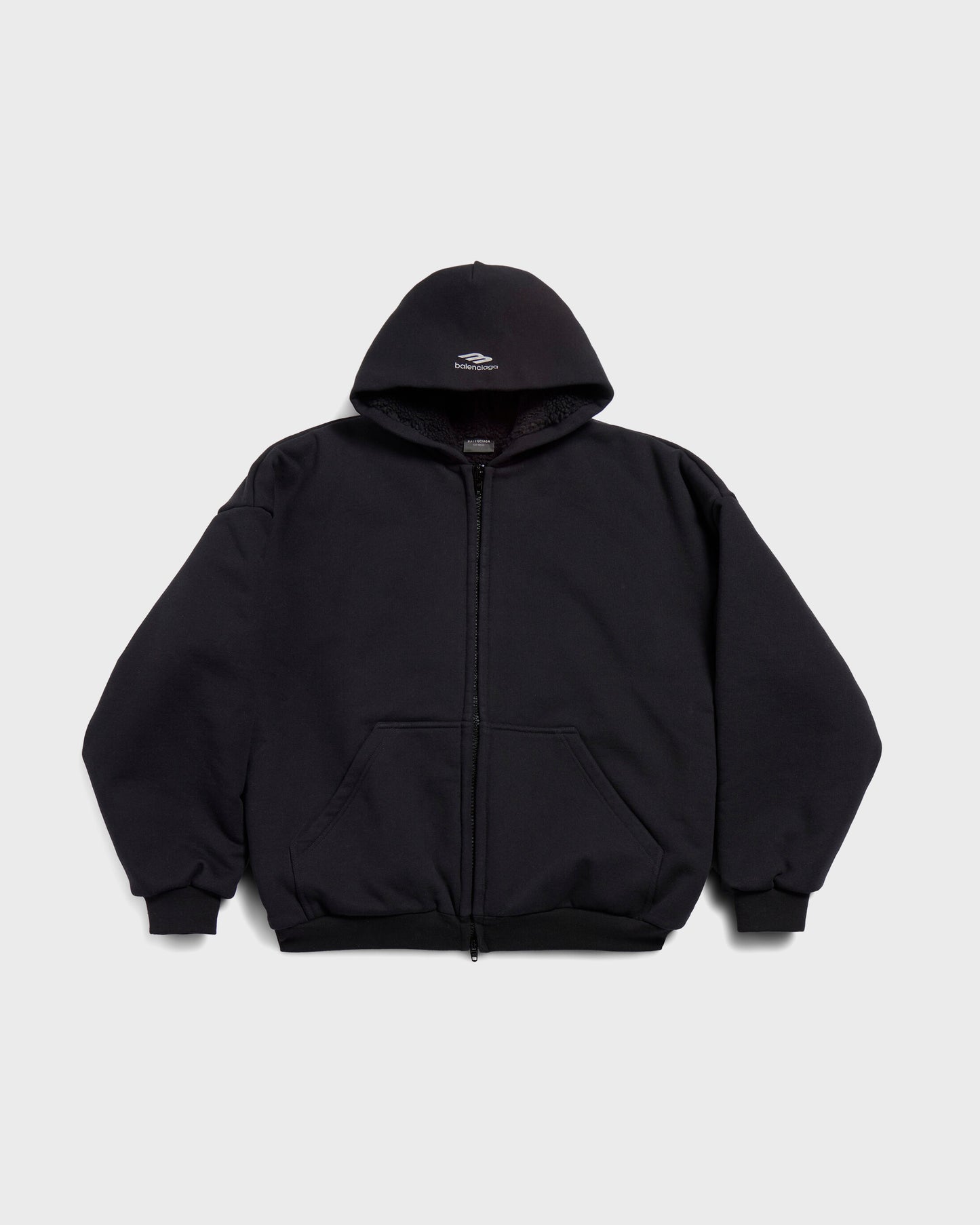 Balenciaga 3b Sports Icon Outerwear Zip-up Hoodie Black