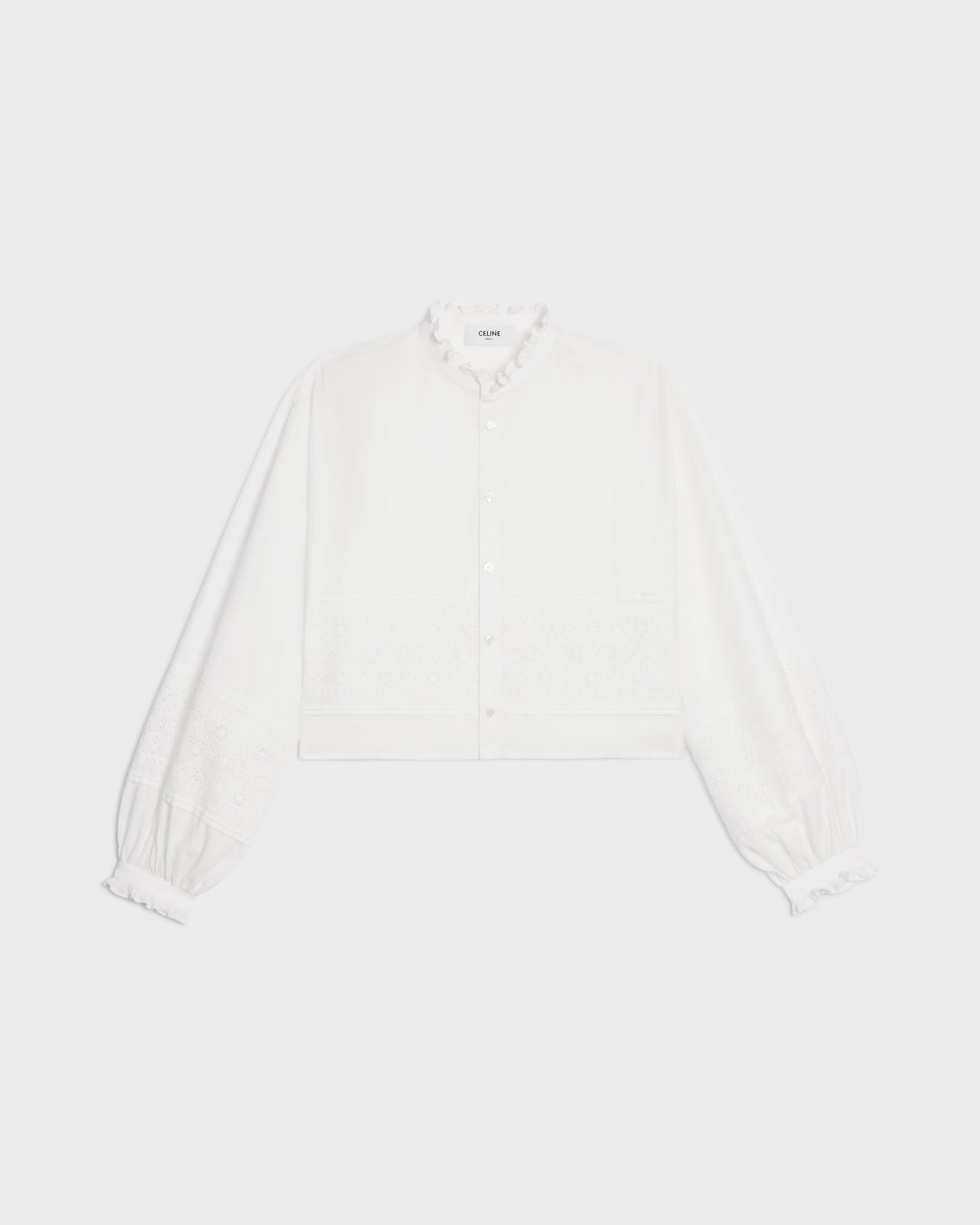 Celine Embroidered Shirt Linen Cotton Cloth Ivory