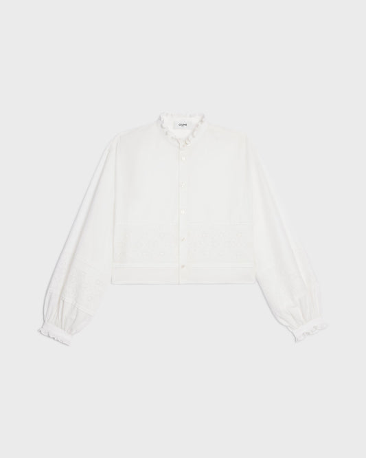 Celine Embroidered Shirt Linen Cotton Cloth Ivory