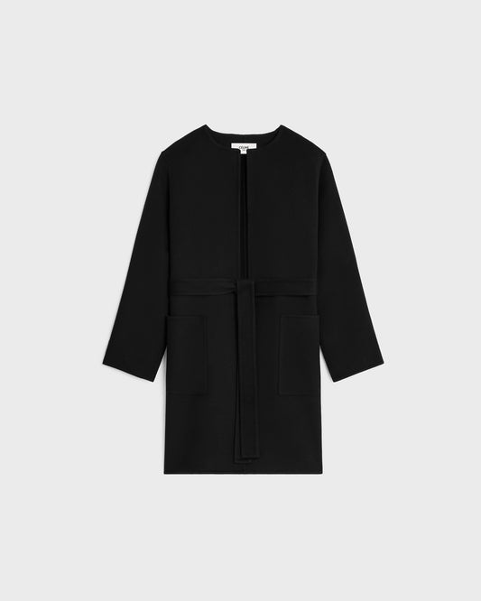 Celine Bathrobe Coat In Double Face Cashmere Black