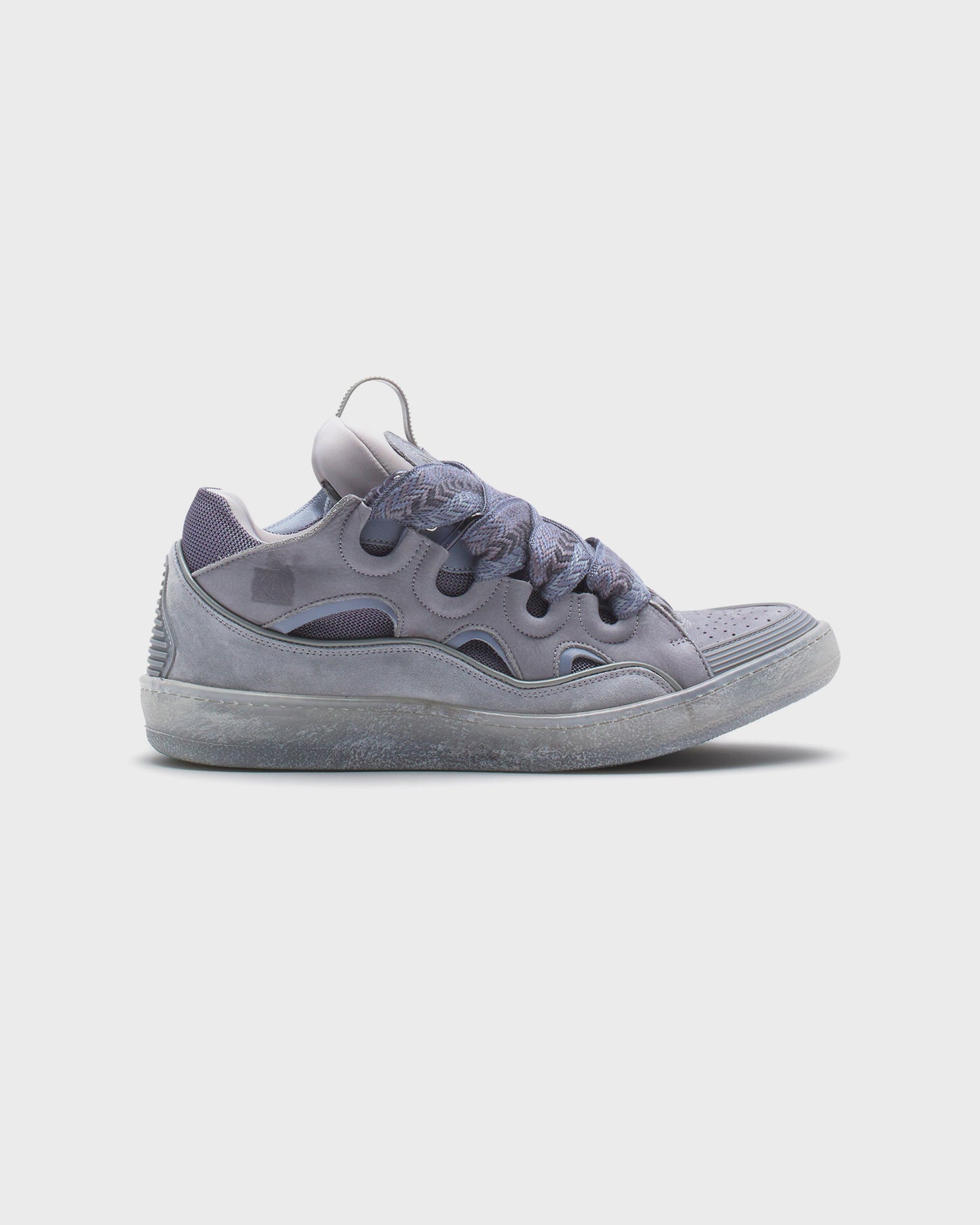 Lanvin Leather Curb Sneakers Light Grey