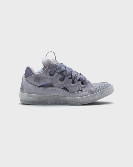 Lanvin Leather Curb Sneakers Light Grey