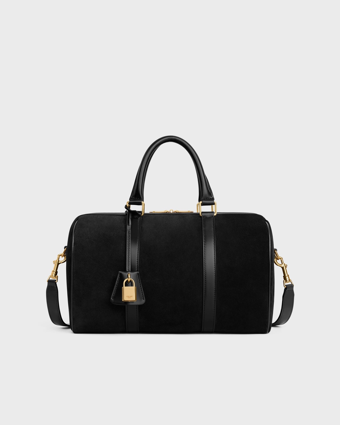 Celine Boston In Suede Calfskin Black