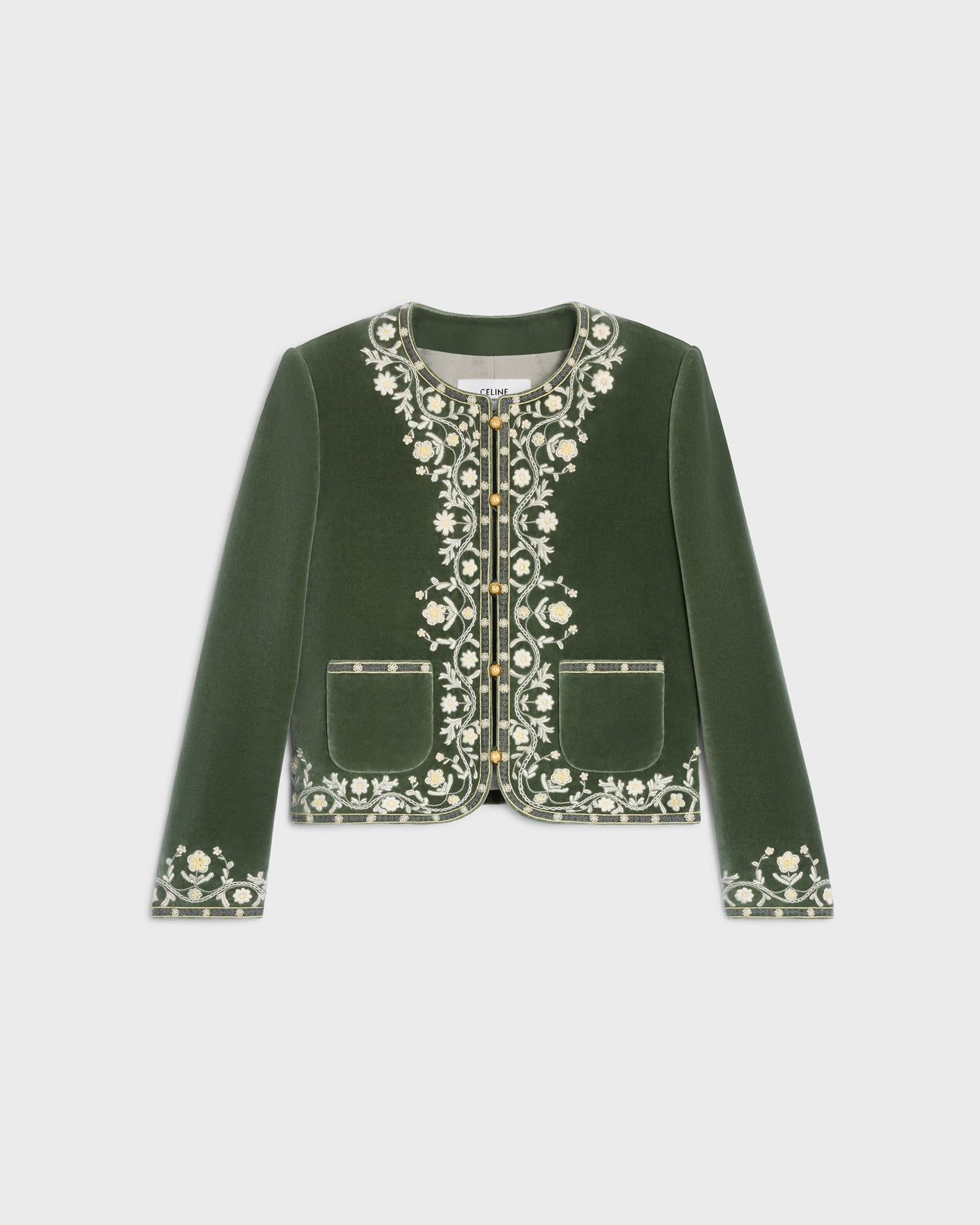 Celine Embroidered Chelsea Jacket Velvet Cypres