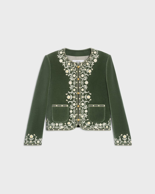 Celine Embroidered Chelsea Jacket Velvet Cypres