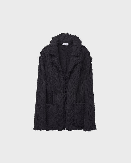 Alexander McQueen Oversized Cable Knit Cardigan in Grey Melange