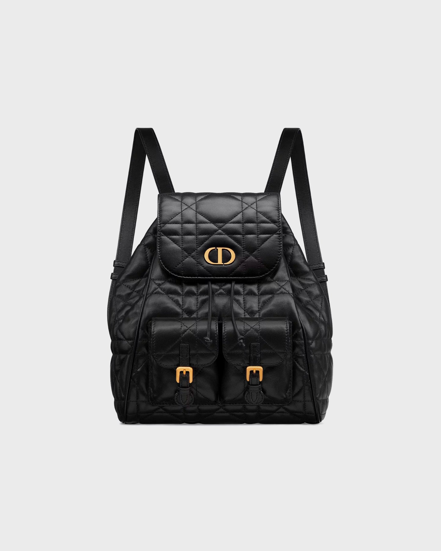 Dior Medium Caro Backpack Black Macrocannage Lambskin