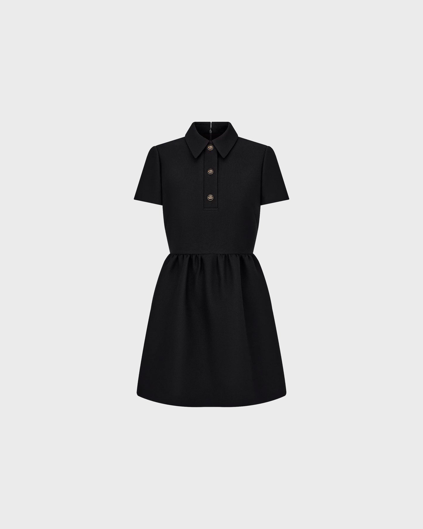 Dior Fitted Dress with Buttons Black Wool and Silk