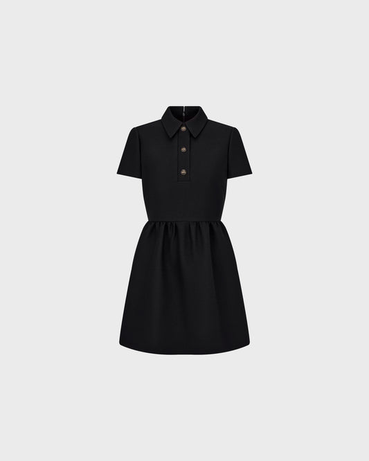 Dior Fitted Dress with Buttons Black Wool and Silk