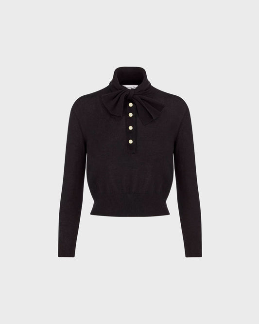 Dior Tied Collar Sweater Black Cashmere Knit