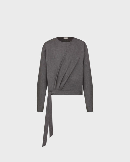 Dior Draped Shirt Anthracite Gray Virgin Wool Twill