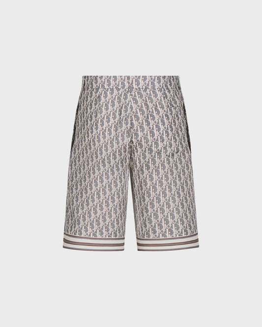 Dior Oblique Bermuda Shorts Gray Silk Twill