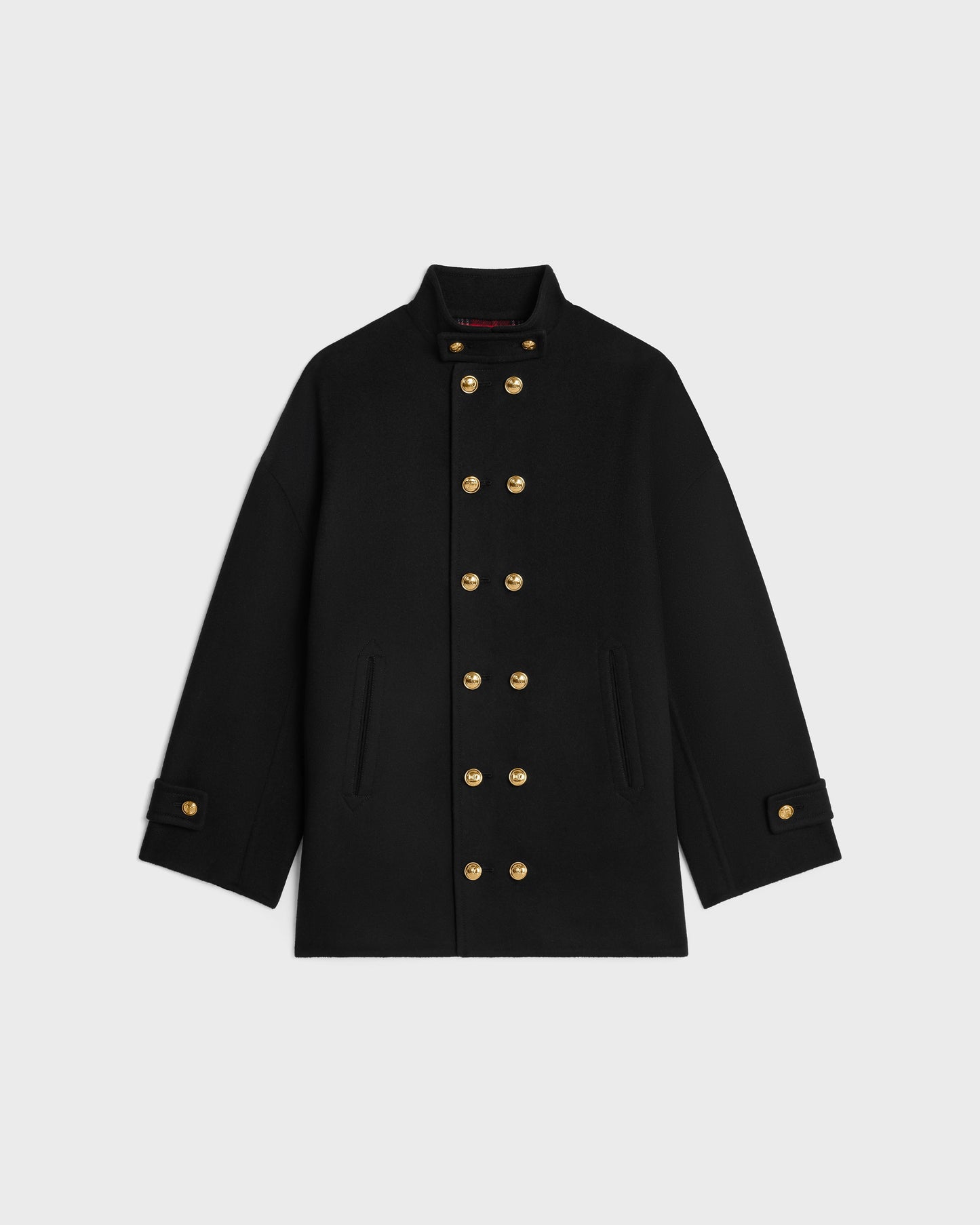 Celine Egg Coat In Double Face Wool Noir