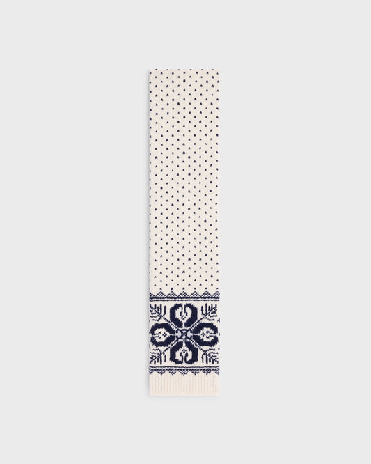 Celine Scarf In Fair Isle Wool Off White Navy