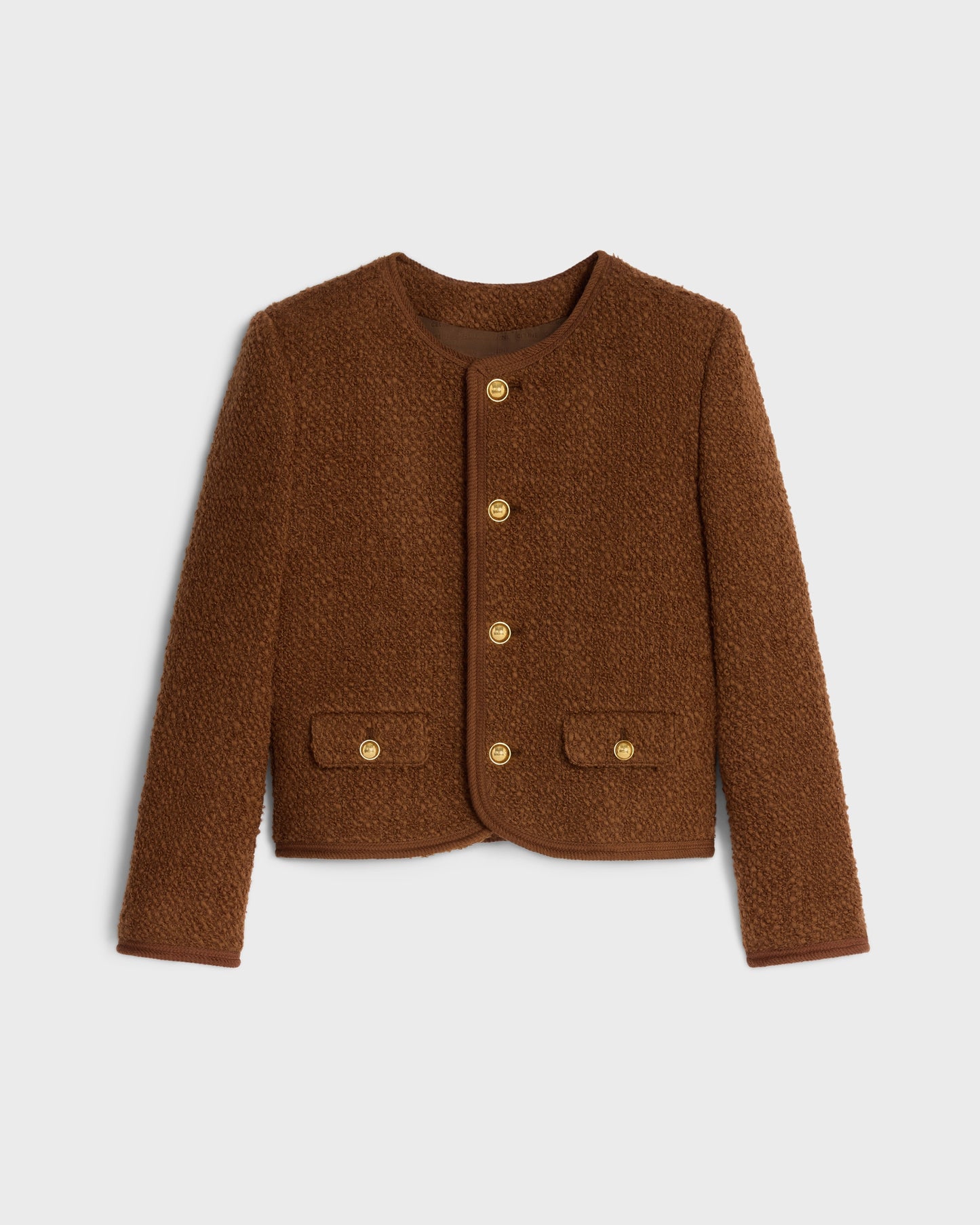 Celine Chelsea Jacket In Mohair Wool Tweed Noisette