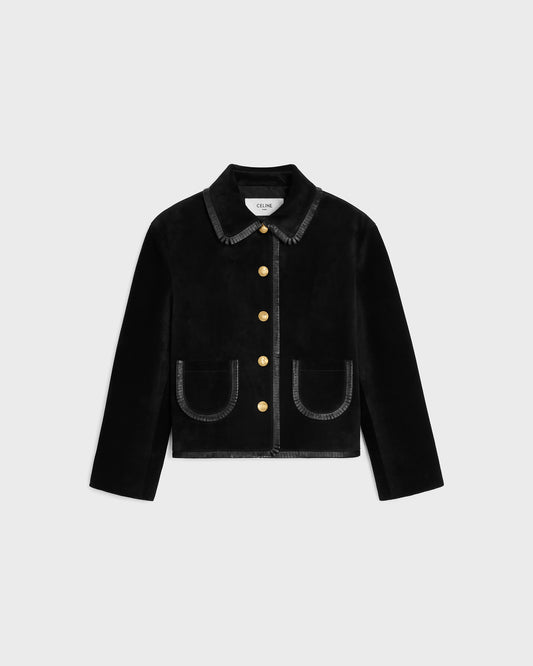 Celine Straight Blouson Jacket Suede Black