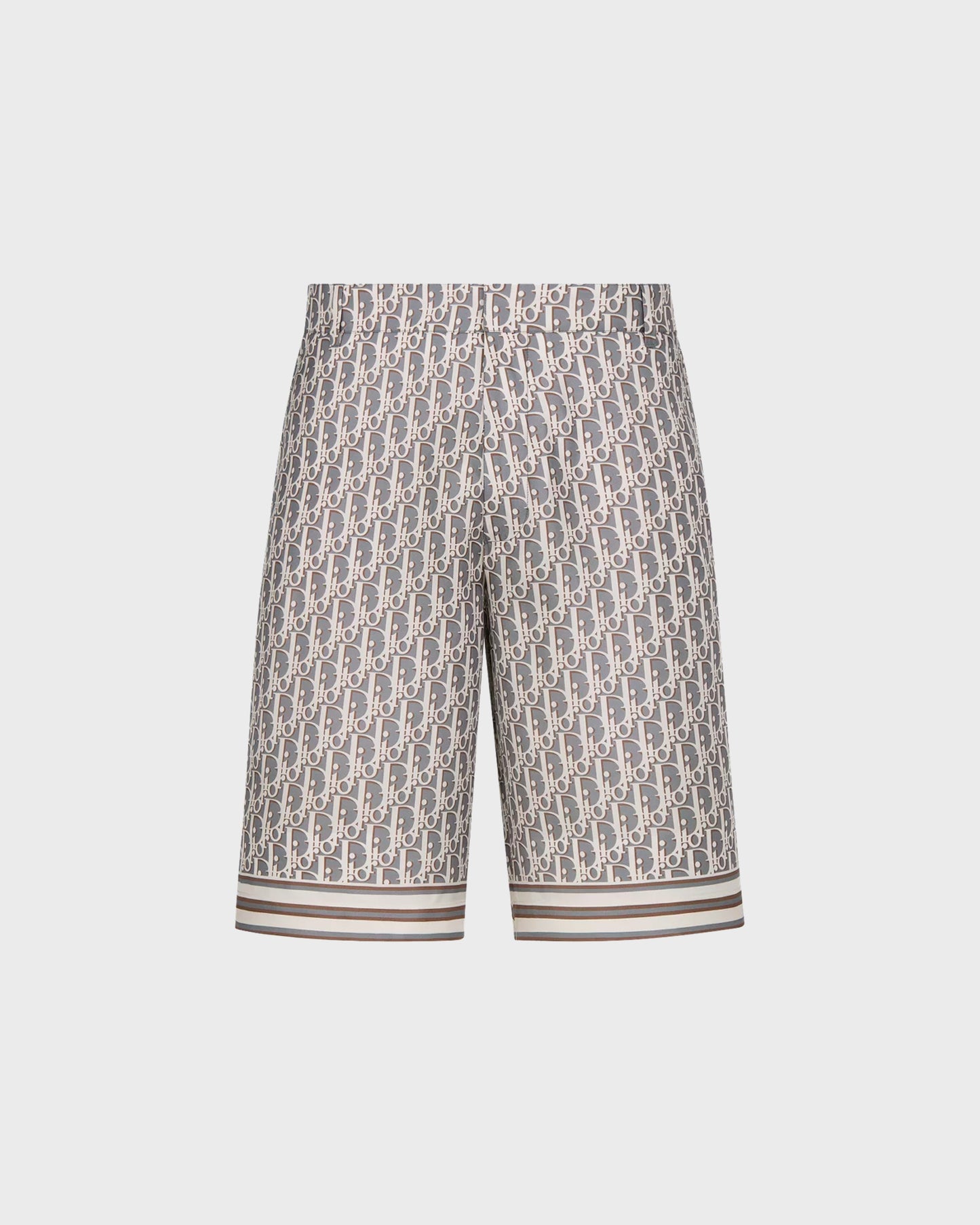 Dior Oblique Bermuda Shorts Gray Silk Twill