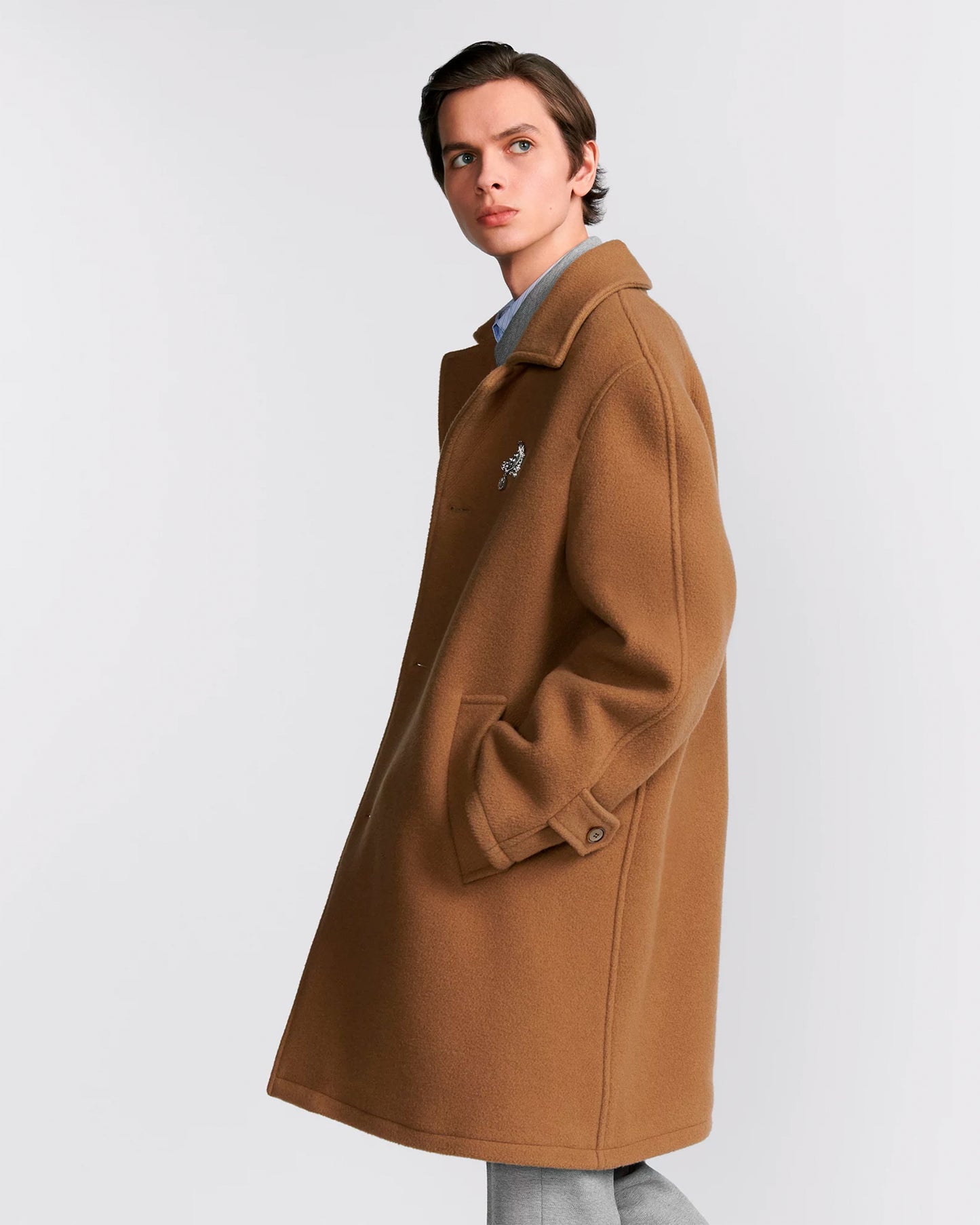 Dior Coat with Raglan Sleeves Brown Virgin Wool