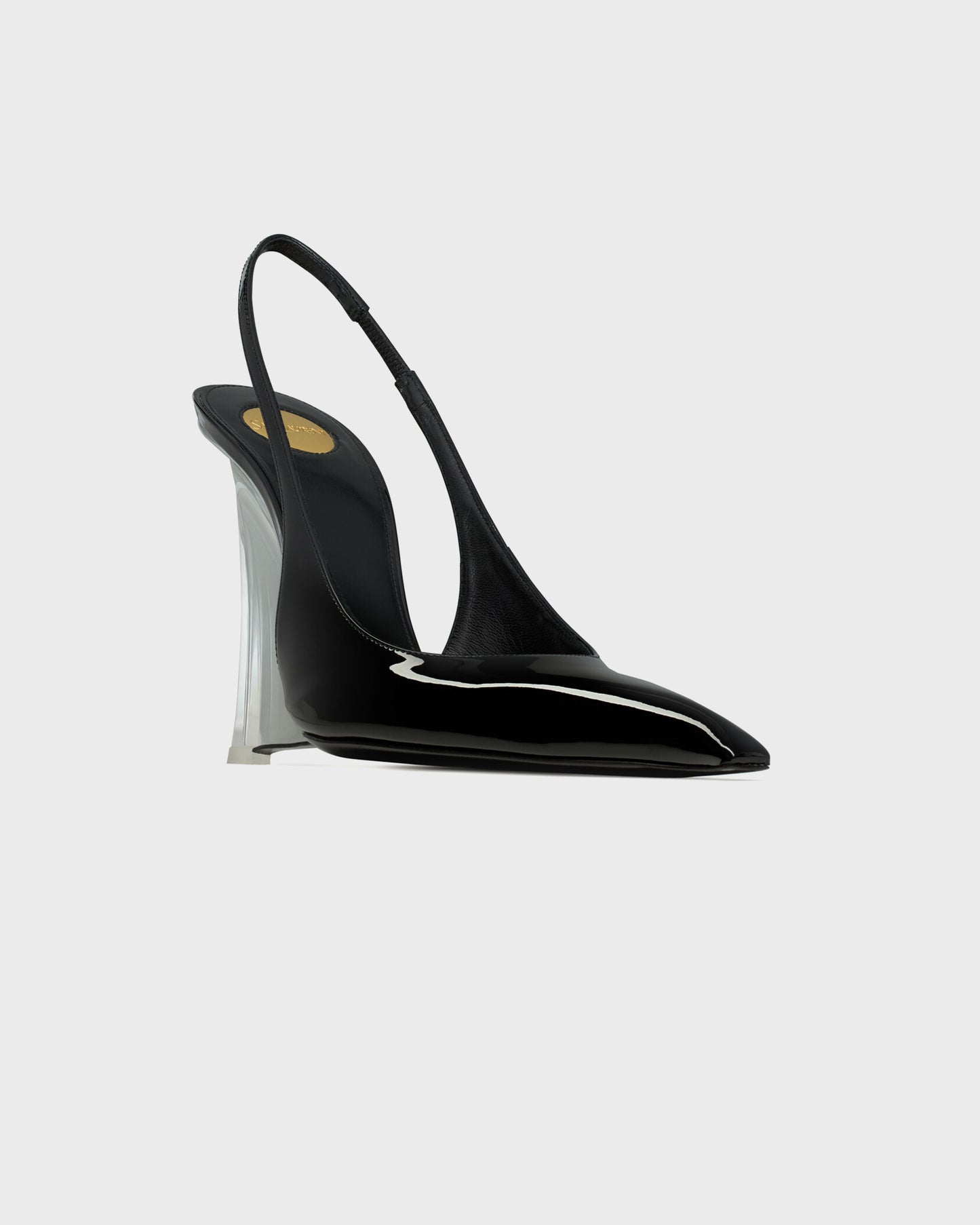 Saint Laurent Miller Wedges In Glazed Leather Black