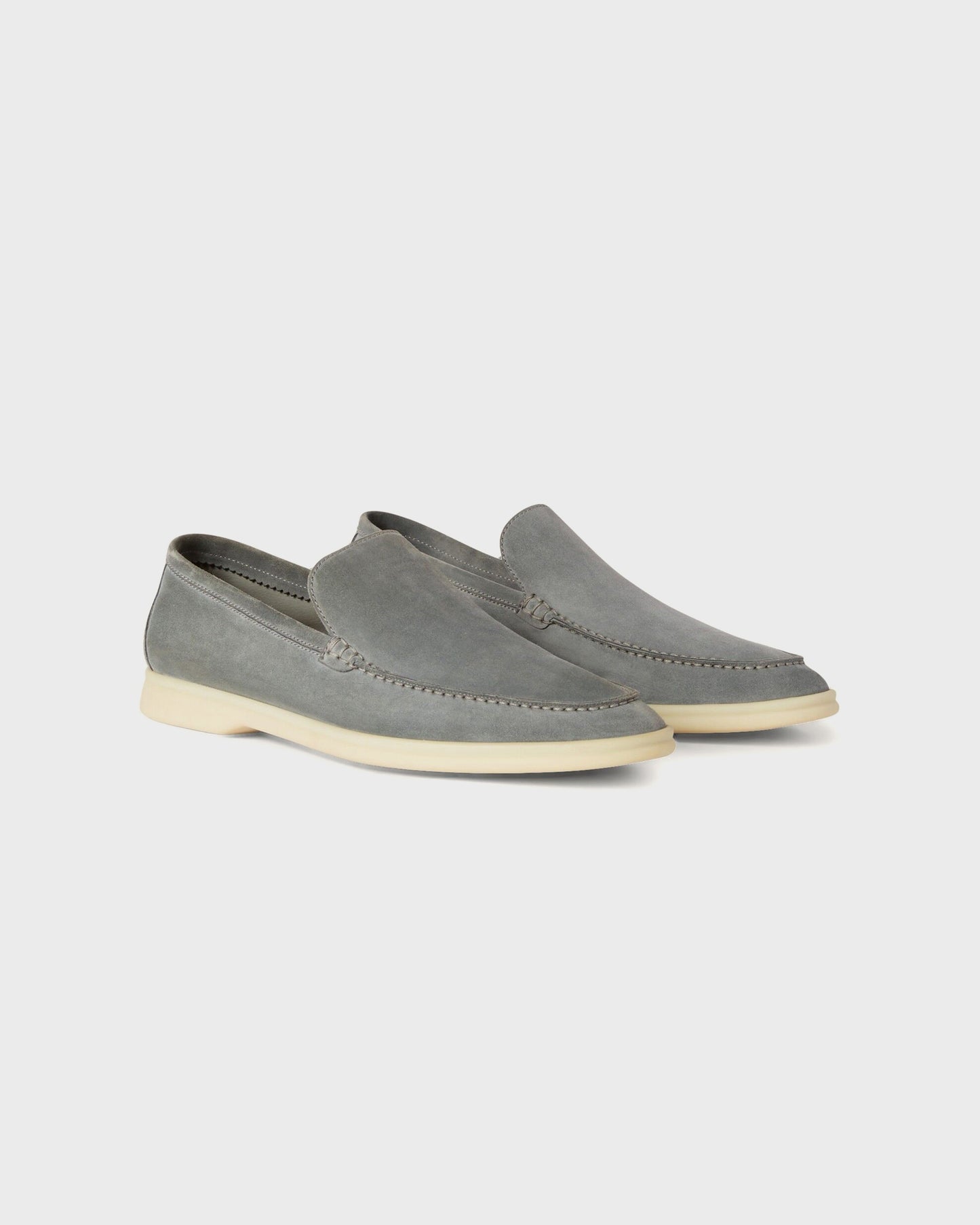 Loro Piana Summer Walk Loafers Gull Gray