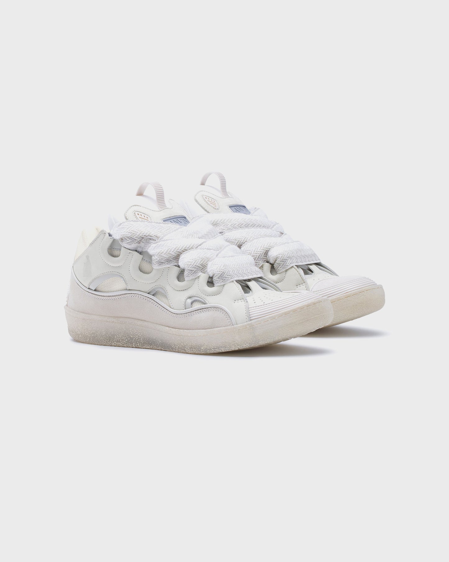 Lanvin Leather Curb Sneakers White