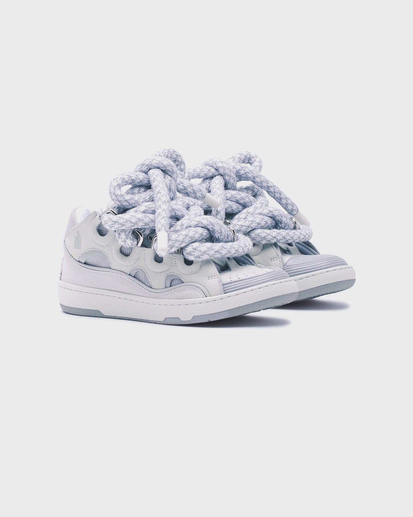 Lanvin Curb Sneakers Snake Laces White