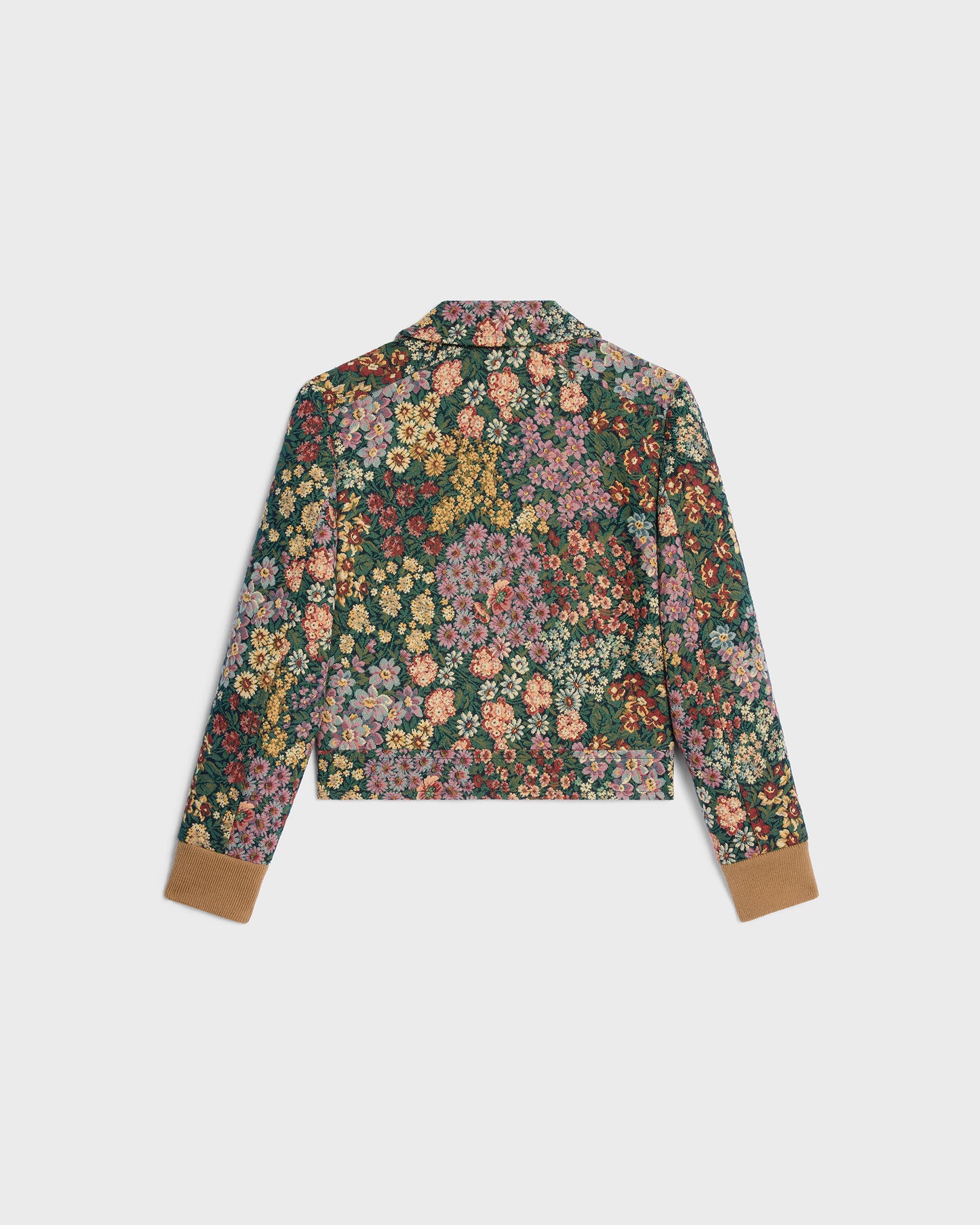 Celine Blouson Jacket Cotton Jacquard Khaki Chalk Red Violet