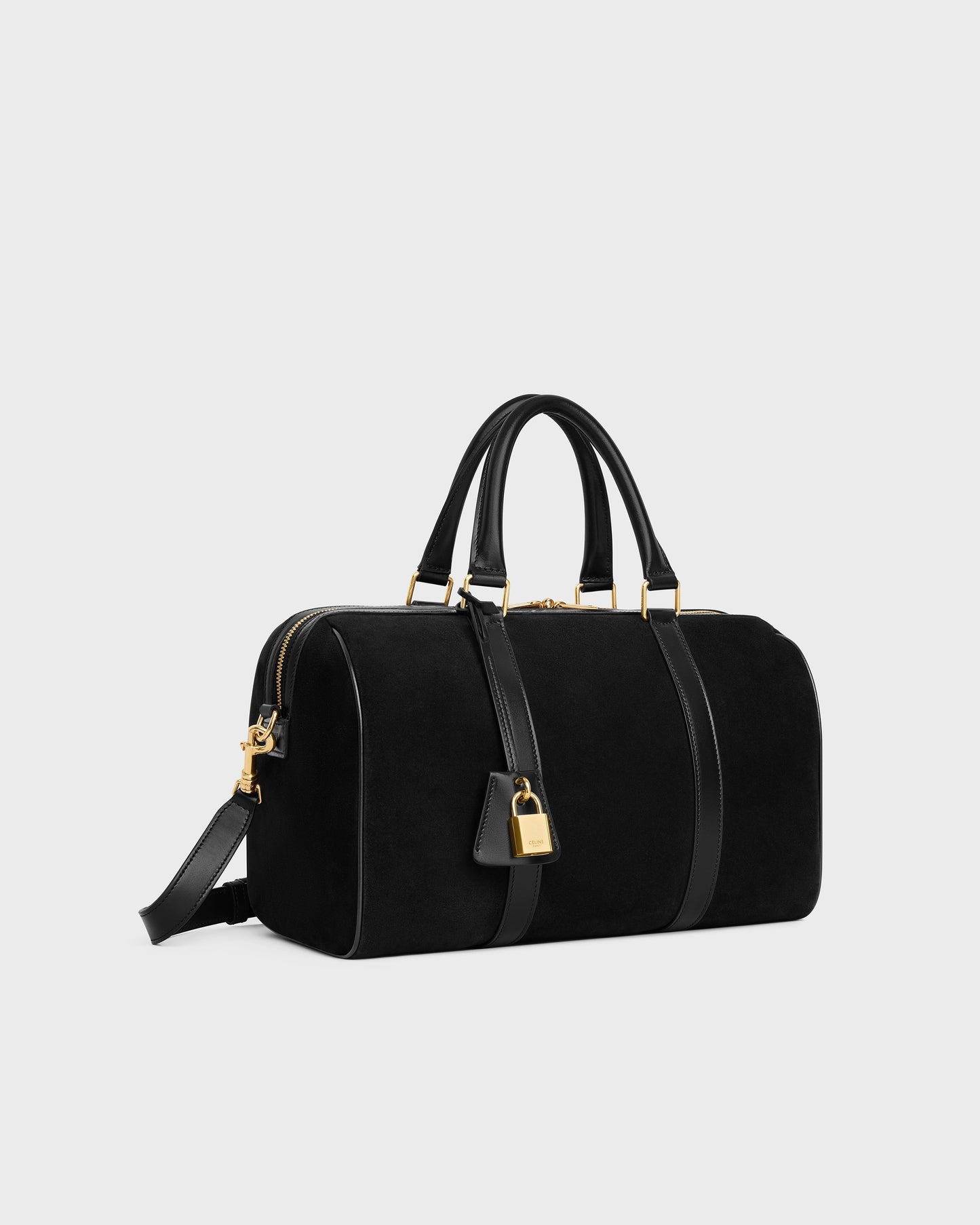 Celine Boston In Suede Calfskin Black