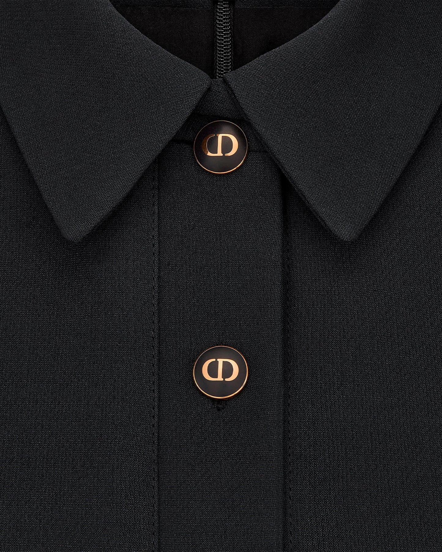 Dior Fitted Dress with Buttons Black Wool and Silk