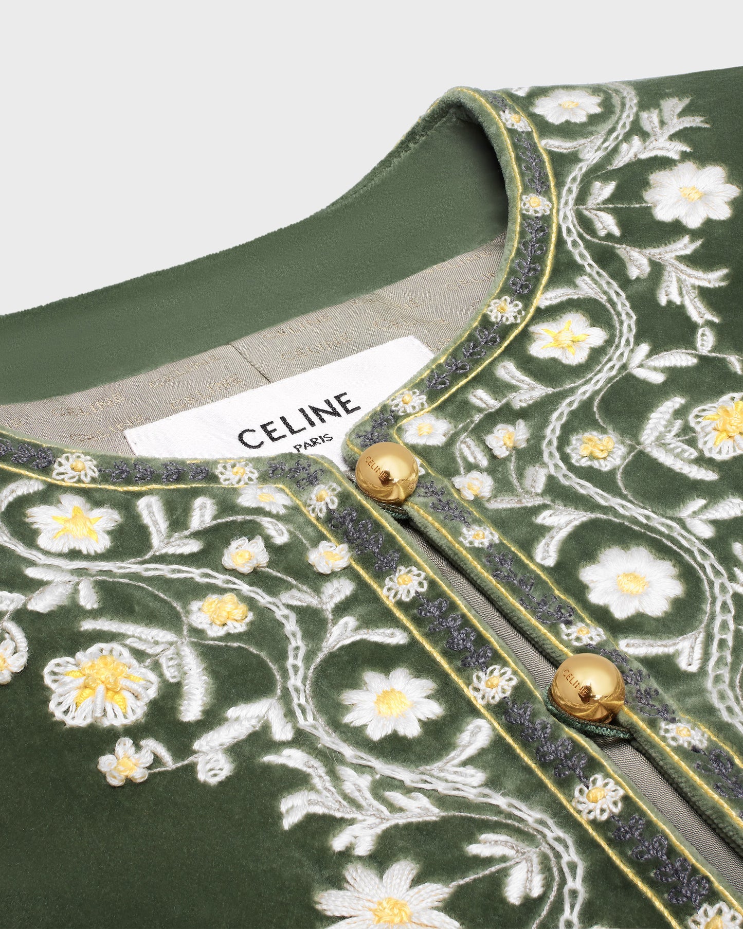 Celine Embroidered Chelsea Jacket Velvet Cypres