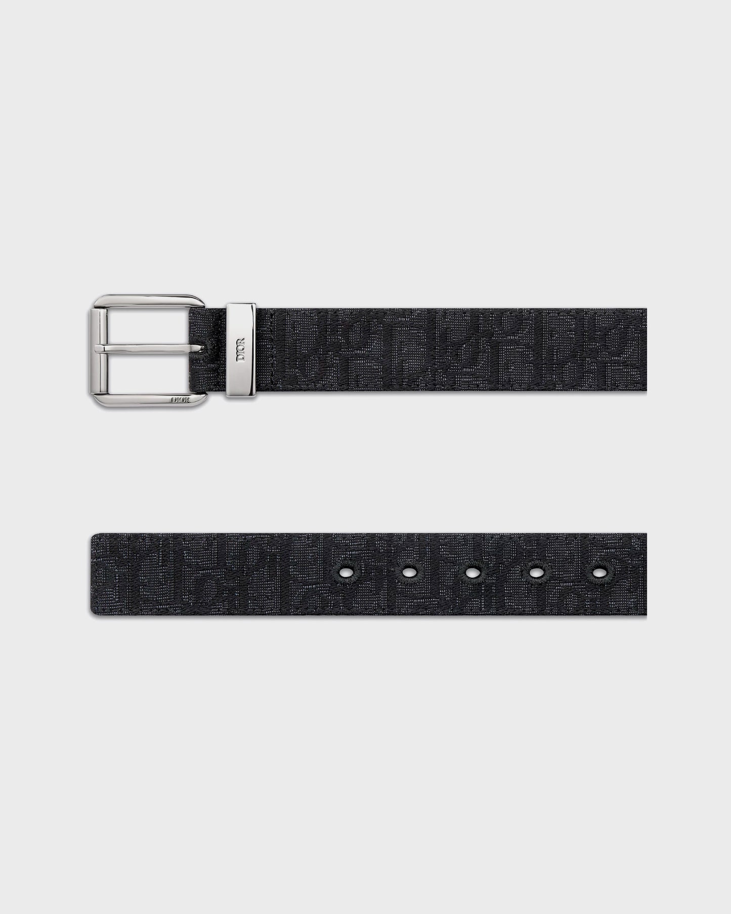 Dior Belt Black Oblique Jacquard and Black Grained Calfskin, 35 MM