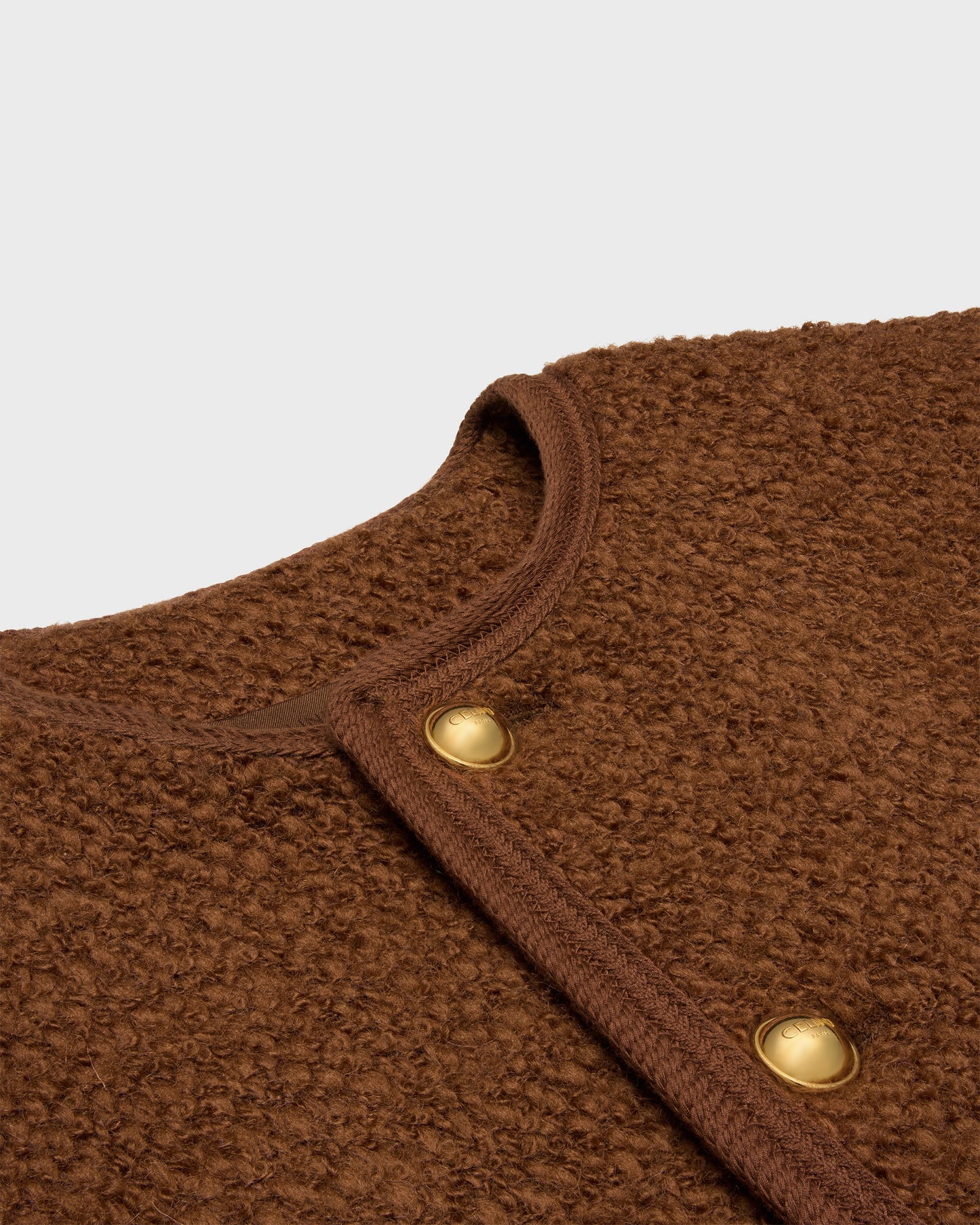 Celine Chelsea Jacket In Mohair Wool Tweed Noisette