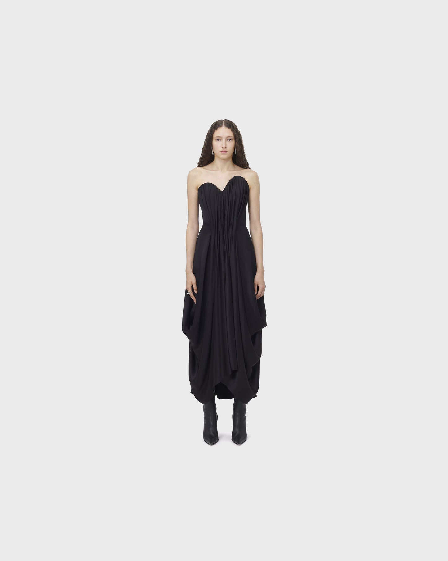 Alexander McQueen Draped Evening Dress in Black