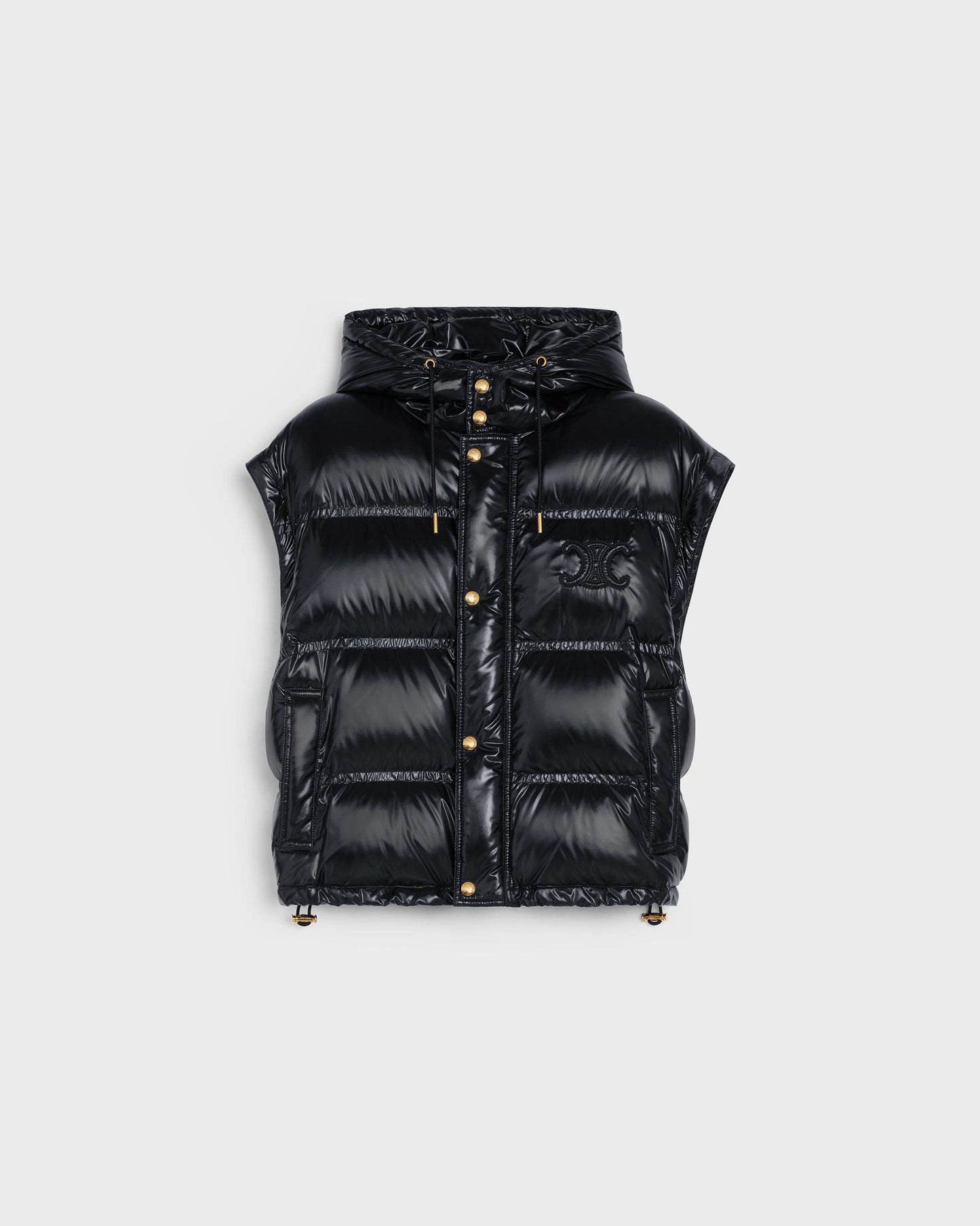 Celine Cropped Triomphe Down Jacket In Lightweight Nylon